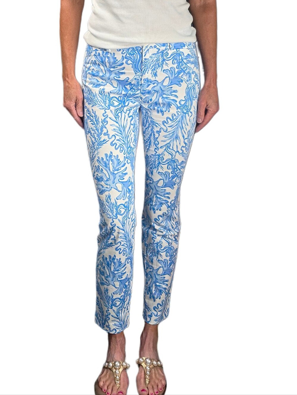 LILLY PULITZER 29" Kelly High Rise Skinny Pant In Resort White Aqua Lounge